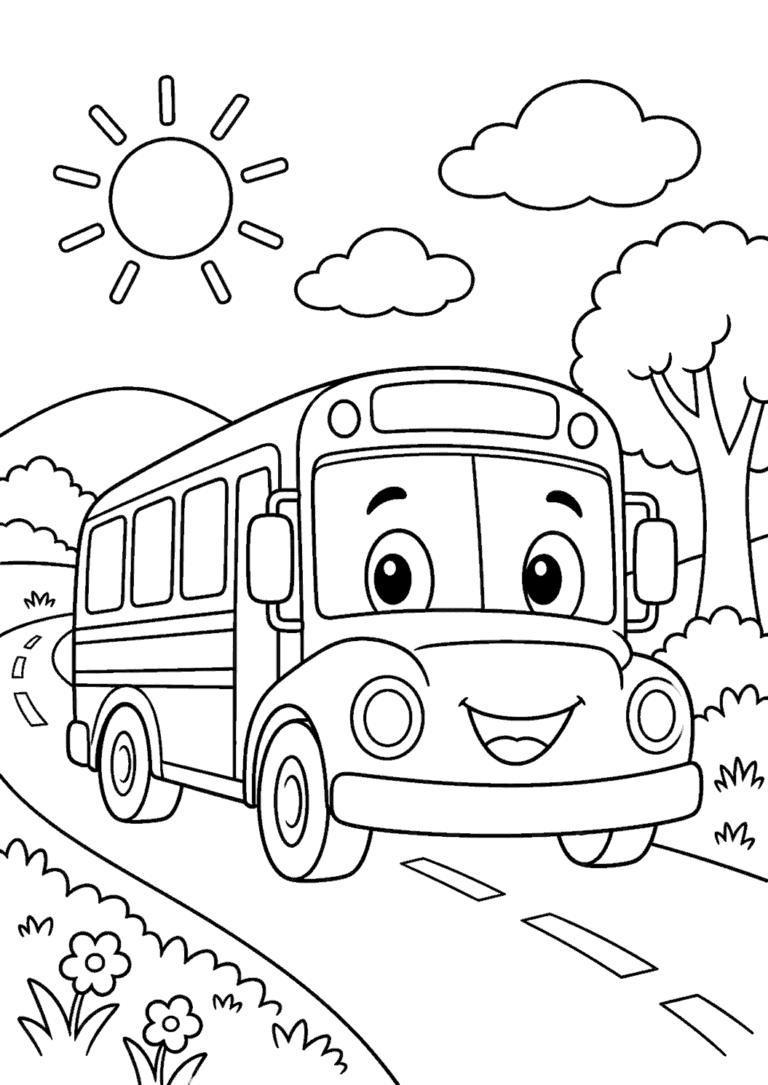 Auta — Autobus szkolny — kolorowanka do druku