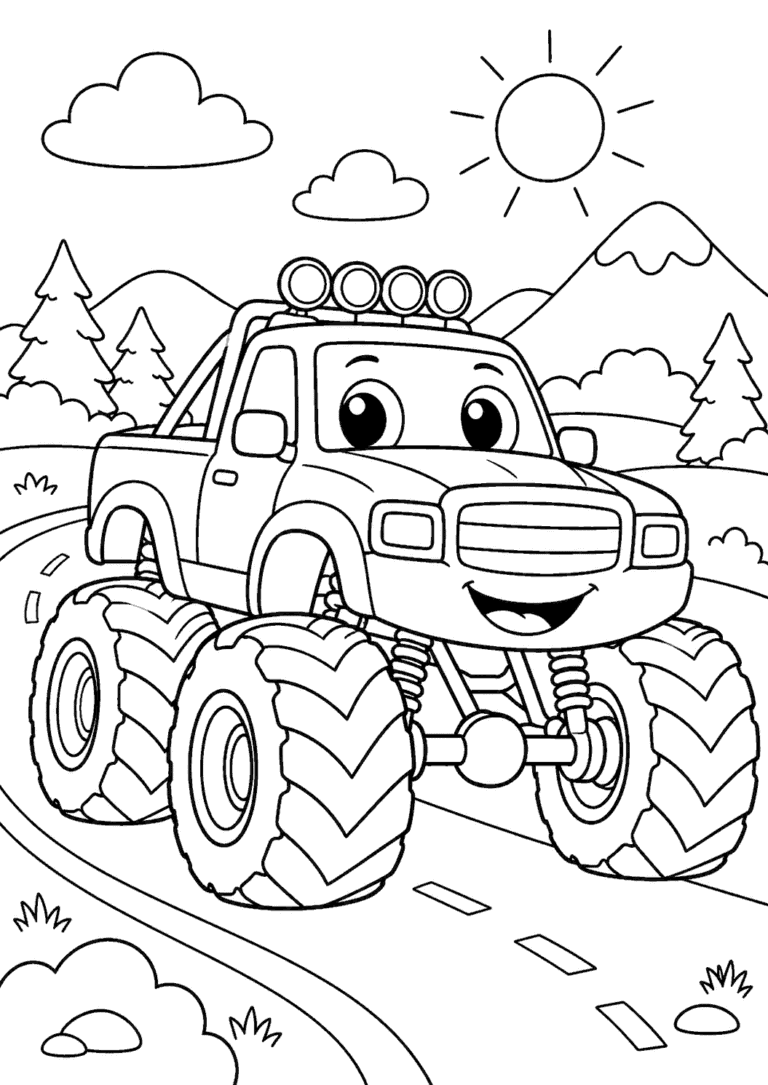 Auta — Monster truck — kolorowanka do druku