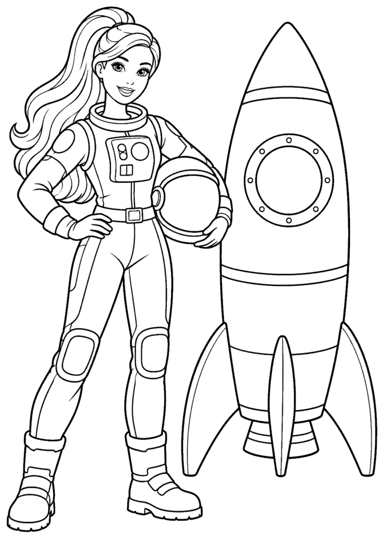 Barbie — Astronautka — kolorowanka do druku