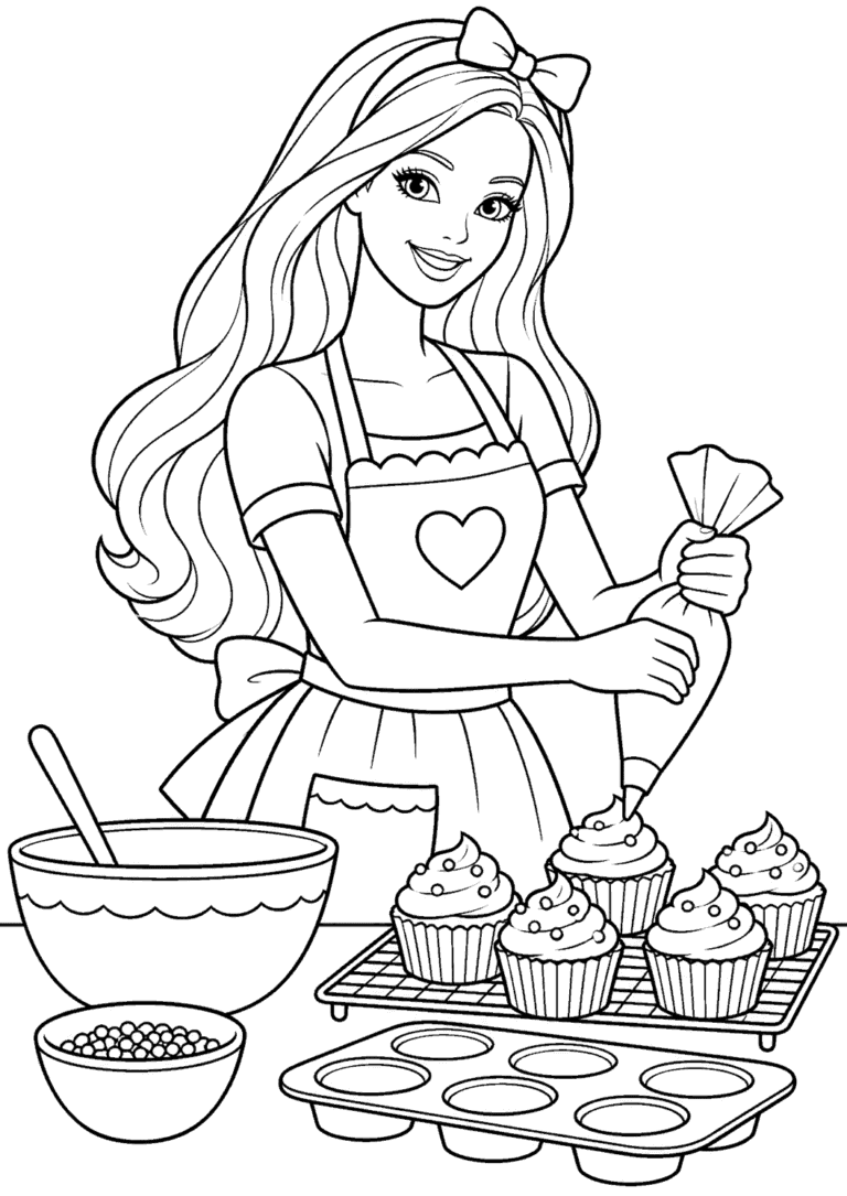 Barbie — Kucharka — kolorowanka do druku