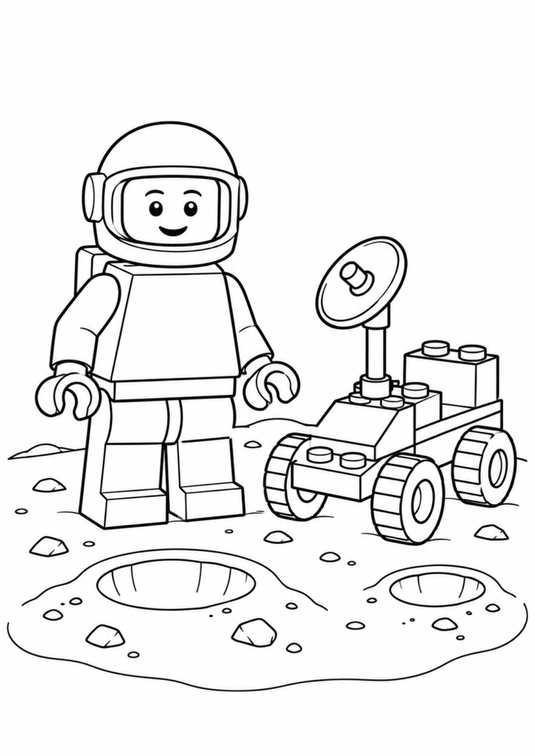 LEGO — kosmonauta na Księżycu — kolorowanka do druku