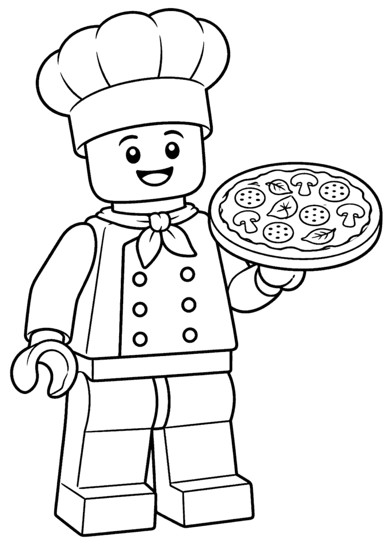 LEGO — Kucharz z pizzą — kolorowanka do druku