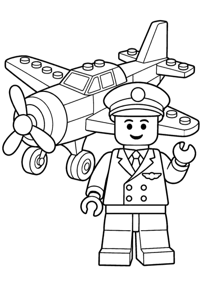 LEGO — Pilot i samolot — kolorowanka do druku