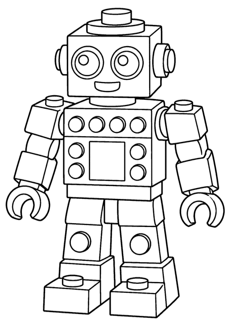 LEGO — Robot z klocków — kolorowanka do druku