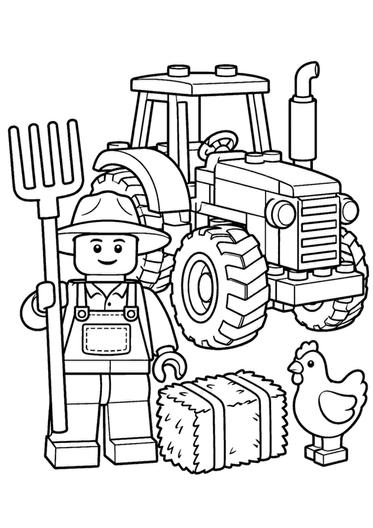 LEGO — Rolnik z traktorem — kolorowanka do druku