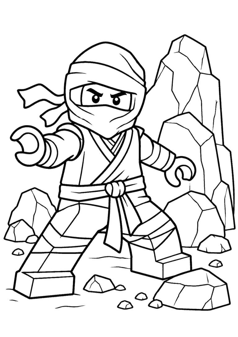 Ninjago — Cole przy skałach — kolorowanka do druku