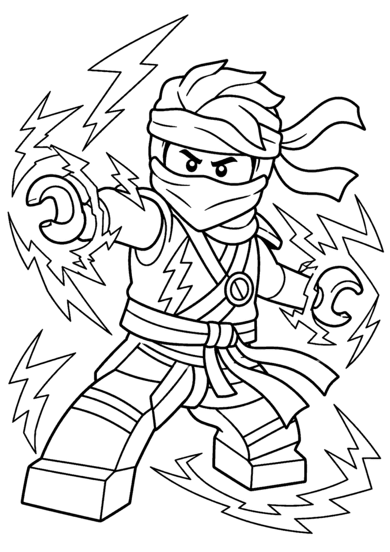 Ninjago — Jay i błyskawice — kolorowanka do druku