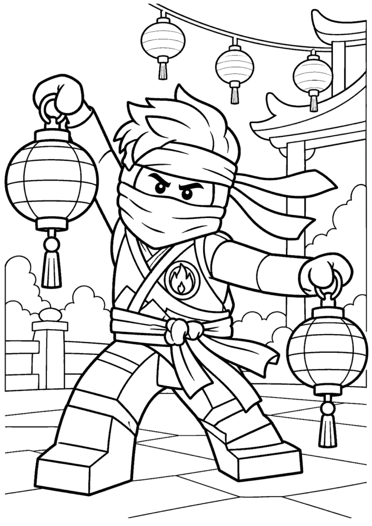 Ninjago — Kai i latarnie — kolorowanka do druku