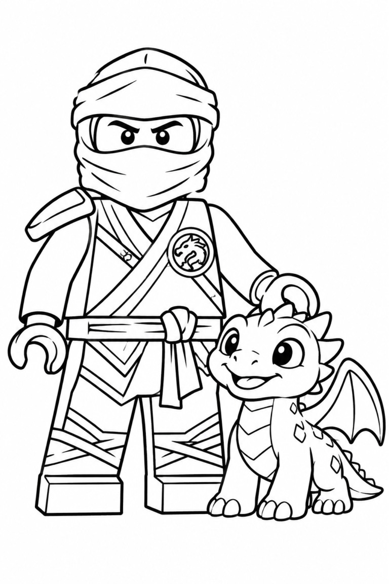 Ninjago — Lloyd i mały smok — kolorowanka do druku