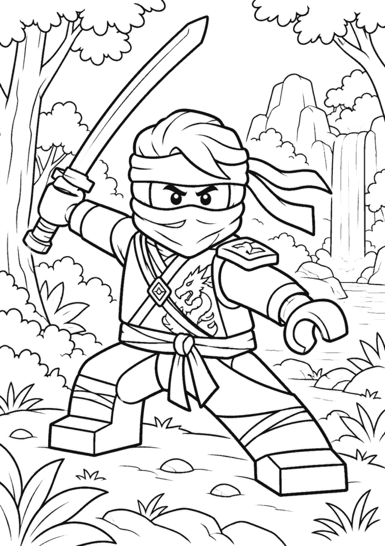 Ninjago — Lloyd w lesie — kolorowanka do druku