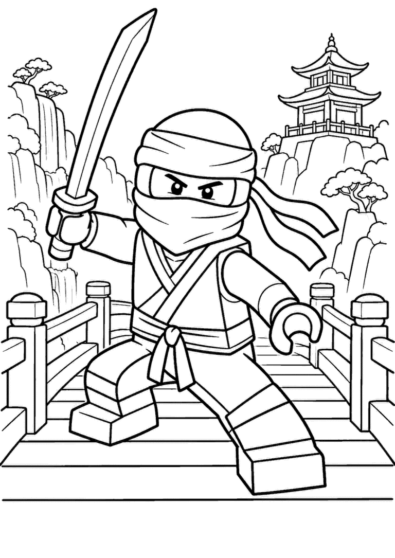 Ninjago — Ninja na moście — kolorowanka do druku